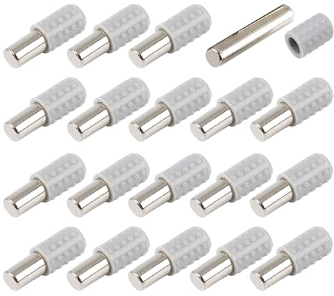 20 Stück Regalbodenträger, Ø5mm*22mm Bodenträger Einlegeboden Halter mit Anti-Rutsch Gummimanschette, Glas Regalbodenhalter für Schrank Möbel Bücherregal (Gerade)