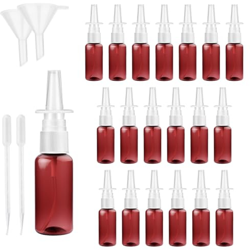 20 pezzi da 20 ml spray nasale vuoto, nebulizzatore ricaricabile, in plastica, spray nasale (marrone)