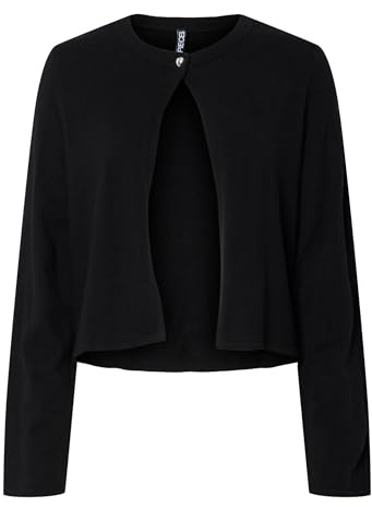 PIECES Pcorina LS O-Neck Knit Cardigan Pwp BC, Nero, S
