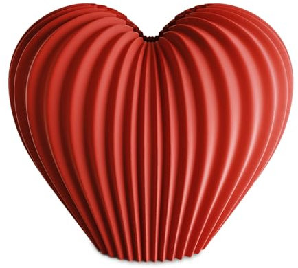 KOMODEKO | Verona Herz Vase Rot – Blumenvase für frische & getrocknete Blumen – Dekorative Vase mit herausnehmbarem Wassereinsatz – Moderne 3D-gedruckte Designer Deko aus Biokunststoff
