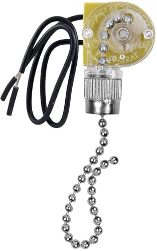 Pull Chain Switch Ceiling Fan Light Switch Dual Cord ON/Off Replacement ZE-109 for Ceiling Fan Table Lamps (Silver)