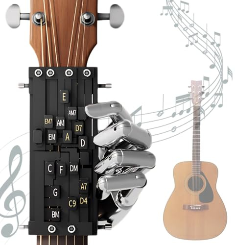 Gitarren-Akkordpresser, Gitarrenhilfe, Akkord-Trainer für Anfänger, Gitarrenunterstütztes Werkzeug, Gitarrenstarter, Lernwerkzeuge, unverzichtbares Gitarrenzubehör für Anfänger, Freunde, Geschenke