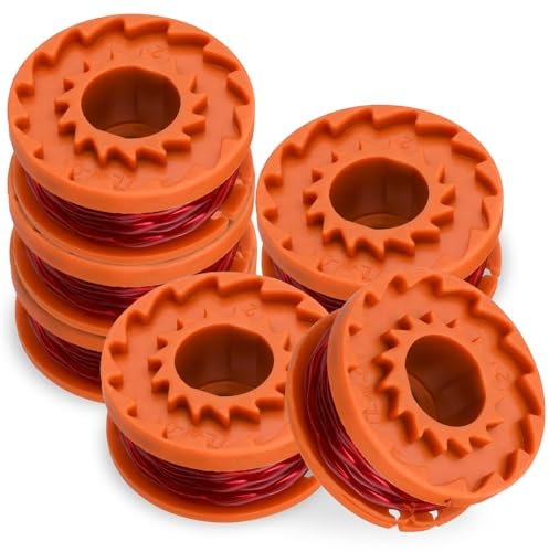 Replacement Strimmer Line Compatible with Worx 6Pcs, Mellbree 3M Strimmer Wire Lawn Mower Strimmer Spool Grass Trimmer Spool Replacement Trimmer Spool Lawn Mower Line