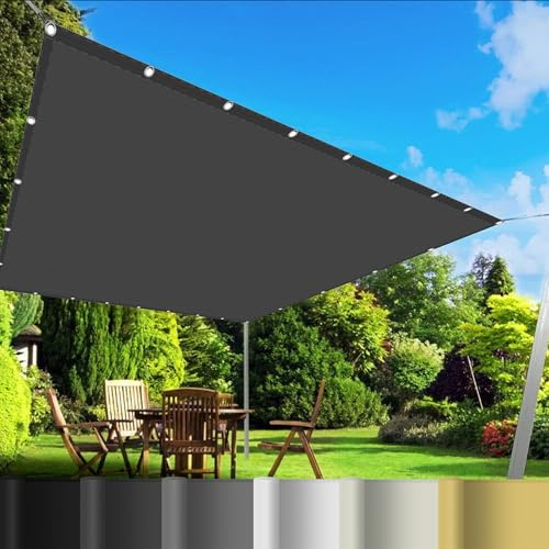 Brise Vue Balcon pour Pergola Jardin 5 x 6 m avec Oeillets et Cordons Toile Ombrage Auvent Fermement Fixé pour Patio Jardin, Terrasse,Extérieur, Gris Foncé