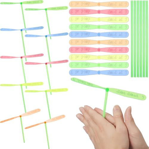 Garneck Juguetes Voladores Juguetes Interactivos De Libélula De Bambú para Frotar a Mano 40 Piezas para Niños Recuerdos De Fiesta Juego Al Aire Libre Color Aleatorio
