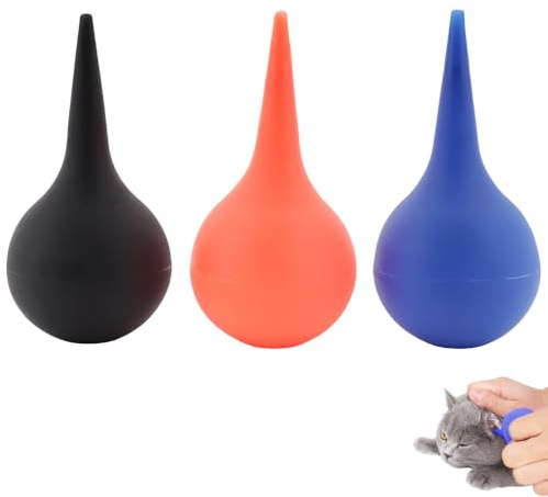 TWZKXC 3 Pcs Manual Fluid Suction Device, for Pet Rubber Ear Washing Squeeze Bulb Ear Washing Removal Tool Ear Wax Removal, Pet Earwax Cleaning(Black, Red, Blue)