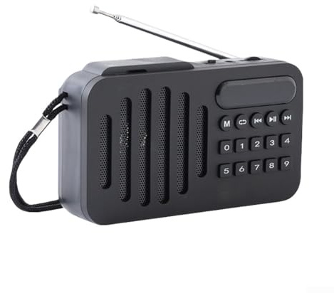 ZAMETTER Lecteur radio FM compact sans fil 5.4 avec haut-parleurs 5 W, batterie rechargeable 800 mAh, affichage numérique, lecture MP3/WMA/WAV pour la maison, les voyages, l'extérieur (noir)