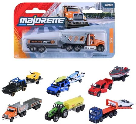 Majorette 8503002001 - City Trailer - Frihjul, Öppningsbara och Rörliga Delar, 13 cm, Från 3 år