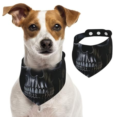 Hundehalstuch mit Totenkopf-Motiv, waschbar, für kleine bis große Haustiere, Schal für Mädchen oder Jungen, Haustierzubehör