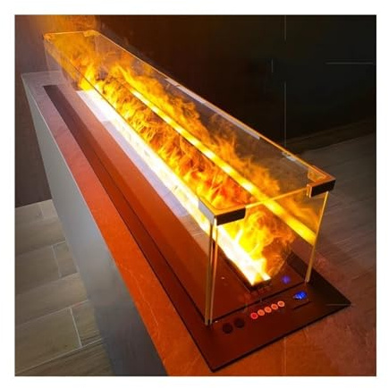 Décoration Cheminée électrique à Vapeur d'eau encastrée avec écran en Verre, Flamme 3D, écran Tactile et télécommande Salon(Moyen)