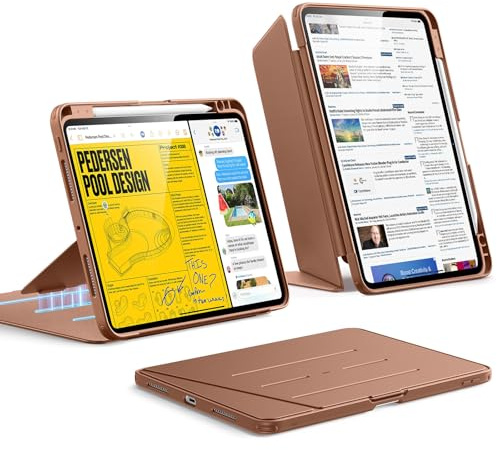 ESR Coque pour iPad Pro 11 Pouces M5/M4(2025/2024), Série Flip, Brun | Support Vertical, Multi-Angles, Ultra-Stable Pour iPad Pro 11 2025/2024 avec Porte-Stylet, Série Flip