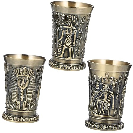 UKCOCO 3piezas Copa De Vino Totem Retro Vaso De Copas De Vino Vintage Para Cóctel Egipcia De Metal