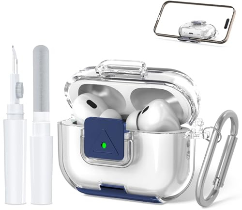 TPU-Schutzcase für AirPods Pro 2. Gen./1. Gen, Flexibles TPU für Stoß-, Abrieb-, Kratzschutz, + Schlüsselanhänger & Reinigungsstift. Kompakt, ideal für täglichen Gebrauch (transparent)
