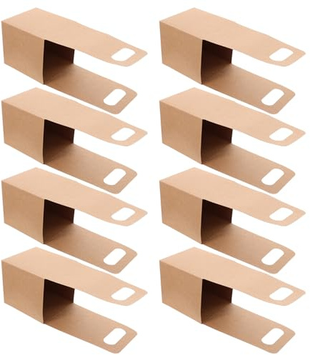 Yardenfun 30 Unidades Portavasos de Papel Kraft con Asas de Unidades Portador Desechable para Café Té y Bebidas para Llevar Bandeja Plegable y Resistente para Uso Takeaway y