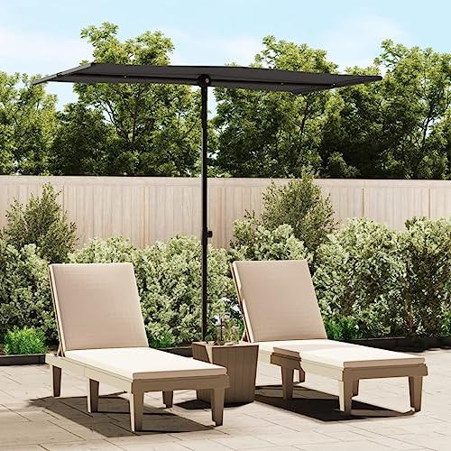INLIFE Parasol de Jardin avec mât en Aluminium 180x110 cm Noir