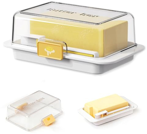 Beurrier et beurrier avec cuillère à mesurer, beurrier hermétique pour beurre frais, sans BPA, boîte à beurre transparente, idéale pour la cuisine et le réfrigérateur