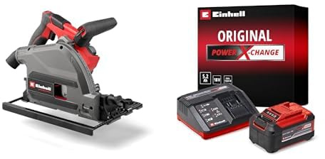 Einhell Professional Sierra de incisión con batería TP-PS 18/165 Li BL-Solo Power X-Change 18V, Ø 165mm, hoja de sierra, Brushless + Original Starter Kit PXC 18V 5.2Ah battery and fast charger