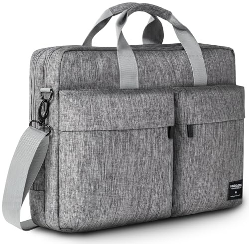 KINGSLONG Sacoche Ordinateur Portable: 17-17,3 Pouces Imperméable Sac Laptop Homme Femme Double Compartiment, Bandoulière Amovible, 2 Grandes Poches Avant – Mallette Business Travail Voyage