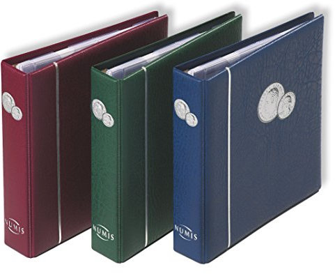 Leuchtturm 310704 Münzalbum Numis - 5 Hüllen für verschieden große Münzen mit 44, 34, 25, 17 mm Durchmesser - rot