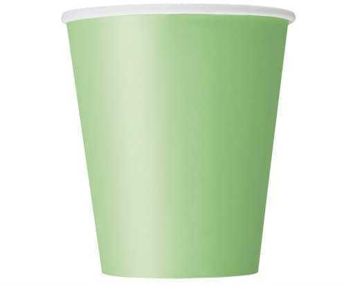 Unique- Paquete de 8 vasos de papel, Color verde lima, 266 ml (31376)