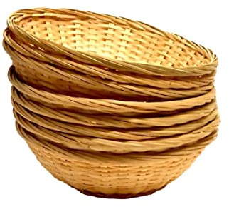 Get Goods Round 20cm Wicker Baskets - Weaved Bamboo Wicker - Kitchen Storage Hampers (10 Baskets)