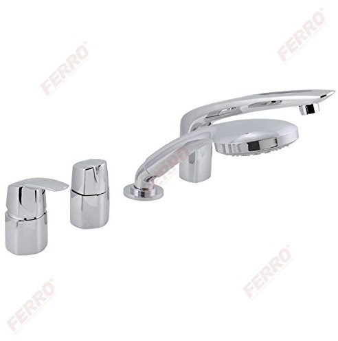 SUCCSALE - Hochwertige Badewannen-Vierloch-Standmischbatterie mit Garnitur-4 Loch Wannenrandarmatur-Hochdruckarmatur-Badarmatur-Wannenarmatur-von FERRO Serie METALIA 56