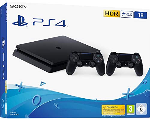 Sony PS4 Console Slim 1TB + 2 Controllers Dual Shock 4 Colore Nero Nuovo chassis F