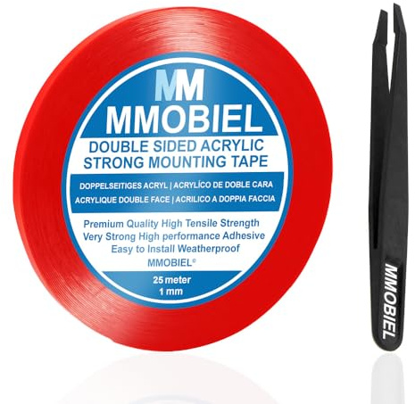 MMOBIEL 1mm Ruban adhésif Double face acrylique Imperméable et Amovible (Longueur : 25 m)