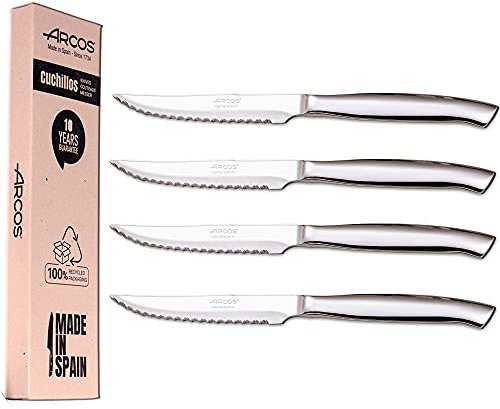 Lot de 4 couteaux à viande Arcos en acier inoxydable. Emballage écologique.