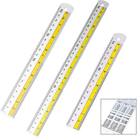 XLKJ 3 Stücke Lineal aus Aluminium Metall Lineal 15cm / 20cm / 30cm, Lineal für Lehre, Büro, Zeichnen, Silber