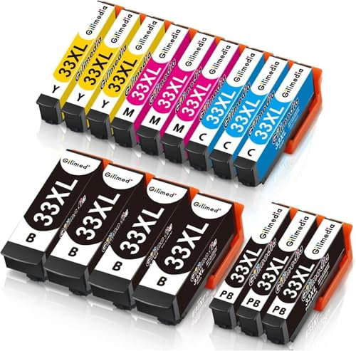 GILIMEDIA 33XL Tintenpatrone (16er Pack) Kompatibel mit Epson 33XL Multipack für Epson xp-7100 Druckerpatronen für Expression Premium XP-7100 XP-900 XP-830 XP-530 XP-540 XP-640 XP-630 XP-635 XP-645