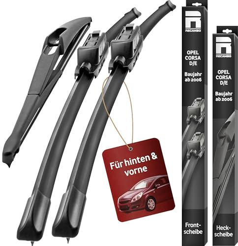 Recambo SCHEIBENWISCHER VORNE + HINTEN kompatibel für OPEL CORSA D/E | ab BJ 2006> (3er Set: 650mm / 375mm / 300mm)