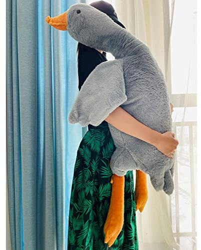 Tanha Gans Kuscheltier XXL Plushie, Kawaii Plush, Ente, Großes Gänse-Stofftier (Den Grauen, 130cm)