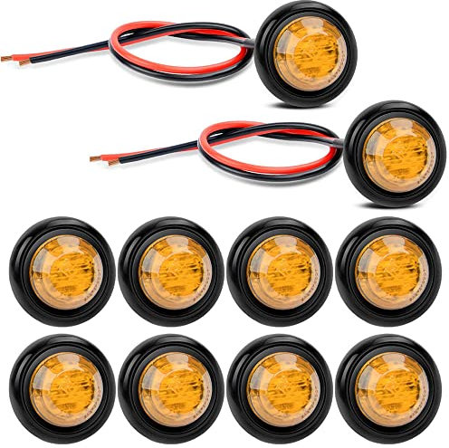 Gebildet 10Stück 12V Runde Umriss LED Vorne Hinten Seitenblinker Bullet Marker Light (Gelb)