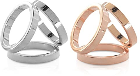 LumiSyne 2 Stück Schalring Clip Tuchring Modisch Drei Ring Gold Silber Schal Ringe Modern Einfach Dreifach Verschluss Schal Clip Schals Schnalle Kleidung Dekoration Zubehör Für Seidenschal Halstuch