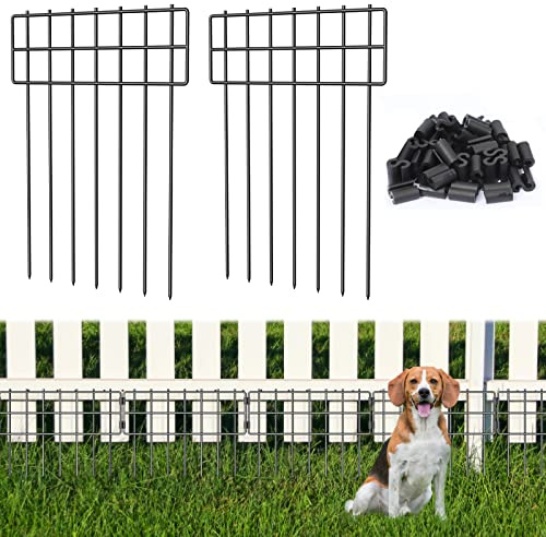 25 Pack Animal Barrier Fence, 17 in(H) X 27 Ft(L) No Dig Garden Decorative Fencing, Rustproof Metal Wire Panel Garden Fence Border for Dog Rabbits Ground Stakes Fence and Outdoor Landscape Patio