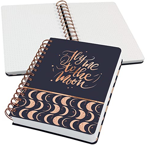 SIGEL JN625 Spiralblock A5 dotted, Notizblock Bullet Journal Jolie, dickes 120g Papier, 240 Seiten, schwarz/beige, vegan, aus nachhaltigem Papier hergestellt