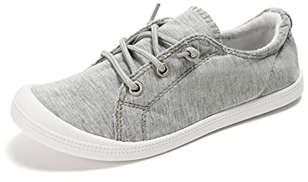 HEVA Baskets à enfiler en toile pour femme - Chaussures de randonnée confortables, gris, 38 EU