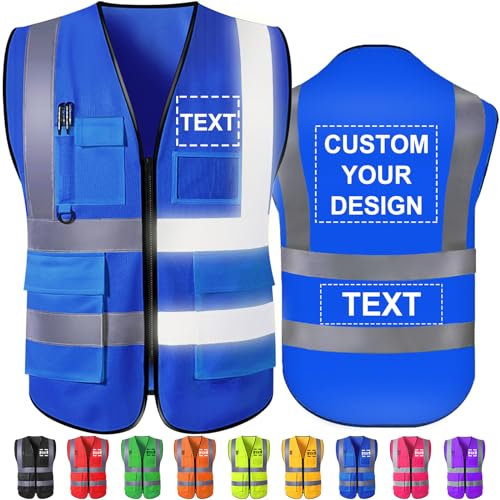 Hapelf Gilet de sécurité personnalisé Gilets réfléchissants haute visibilité avec poches Fermeture éclair Personnaliser le logo Classe 2 pour hommes Vêtements de travail de construction