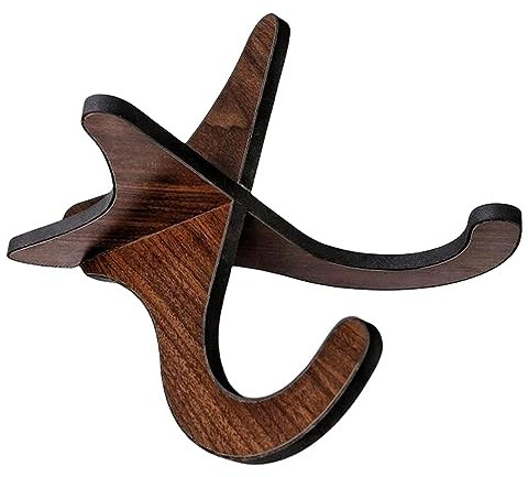 Aebor Supporto portatile in legno per ukulele, supporto portatile in legno per chitarra piccola, violino, banjo, mandolino (marrone scuro)