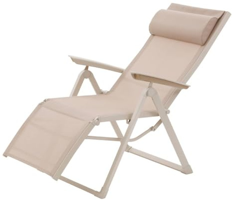 Hespéride - Sillón de jardín reclinable en 8 Posiciones Decima de Lino y Arcilla en Aluminio y texaline