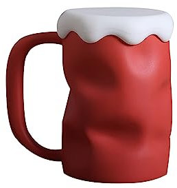 PWSHZ Birra particolari Tazze da caffè in ceramica Tazze da caffè con manico Tazza grande for latte Tazza grande for donna Uomo Ottimo tè Cacao o cioccolata calda Bicchieri da birra (Color : Red)