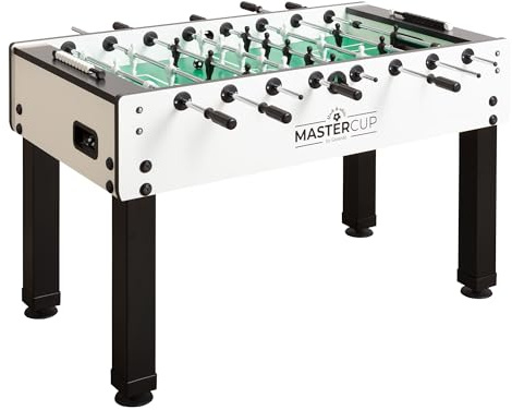 Garlando Kickertisch MasterCup Black&White,professionelle Spielstangen (PR),robuster 75kg Profi-Fußballtisch,Stabiler Tischfußball,Jugendliche und Erwachsene,Turnier-Tischkicker,vormontiert