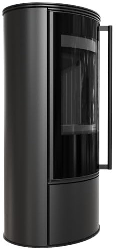 KRATKI Kaminofen aus Stahl ERIK Ø 150 5,5 kW schwarz Verkleidung mit Türfeder
