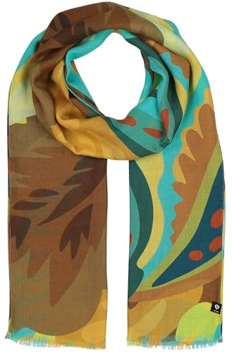 FRAAS Damen-Schal aus Viskosemischung - 58 x 178 cm Größe - Modische Stola mit tropischem Blätter-Design - Sustainability Edition Peppermint Shot