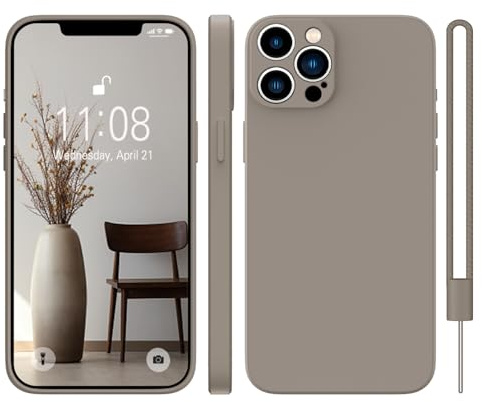 KPPIT for iPhone 14 Pro Case Silicone,Titanium Gray | With phone lanyard,Microfiber Lining,ltra Slim Soft Gel Anti-Scratch