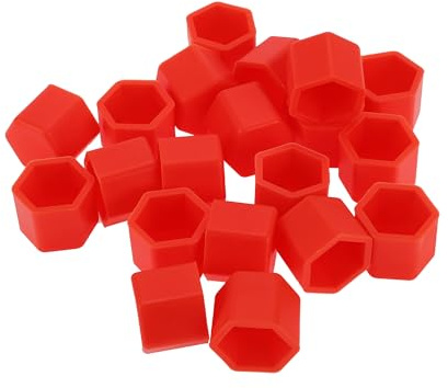 Partuto 20 Pcs Wheel Lug Nut Bolt Rims Tire Nut Screws Dust Cap Cover Nut Protection Silicone Red 2.2x19x20.2mm