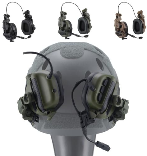 WQZXM Casque Chasse Tactique, Cache-Oreilles Tir De L'armée, Protection Auditive Électronique, Réduction Active du Bruit, Prise De Son(Green)