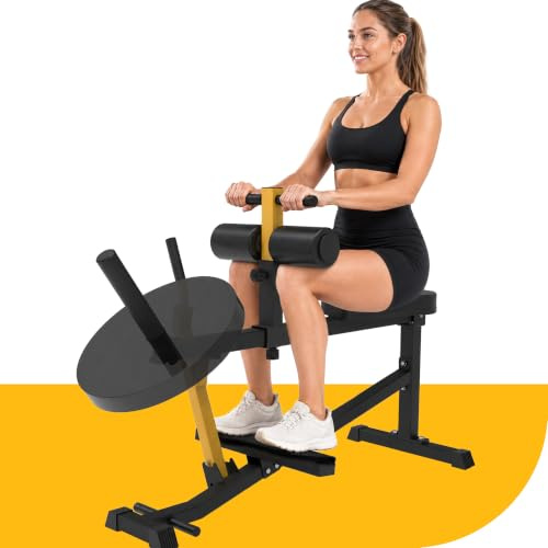 GuuG Wadenmaschine Wedentrainer Wadendehner Sitzend: Beintrainer im Sitzen für Zuhause Kraft-Beintrainer Bein Trainingsgerät Training Seated Calf Raise Machine Gelb