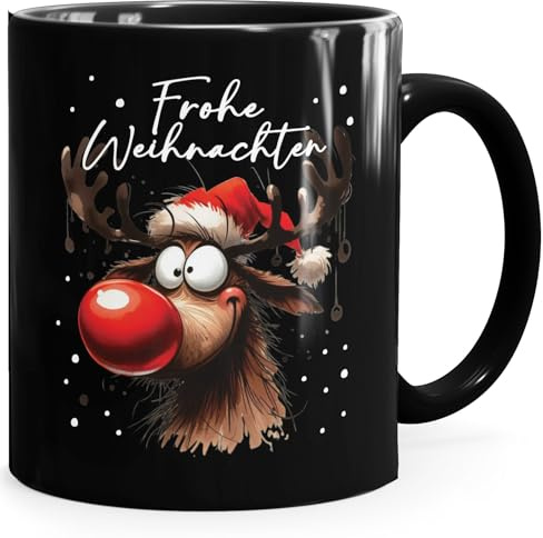 MoonWorks® Tasse Weihnachten Rentier Lustige Weihnachtsmotive Geschenkidee Bürotasse Schwarz standard